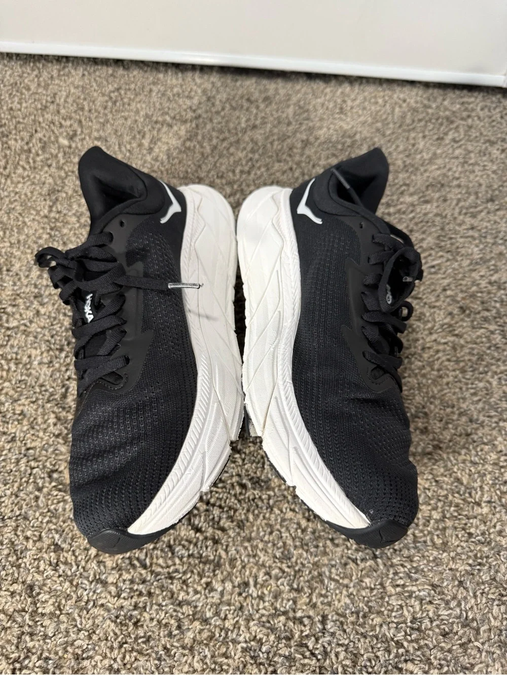 Hoka Black and White Mesh Running Shoes - Picture 3 of 7